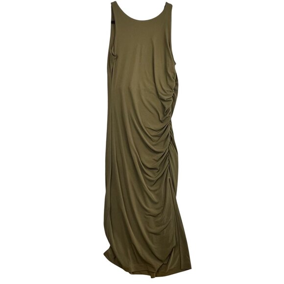 Banana Republic Dress Women Med Green Ruched Maxi Tank Side Slit Summer Casual - Picture 11 of 13